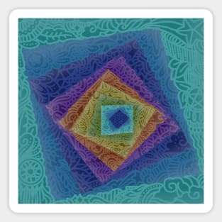 NEGATIVE TURNING MANDALA SQUARE Magnet